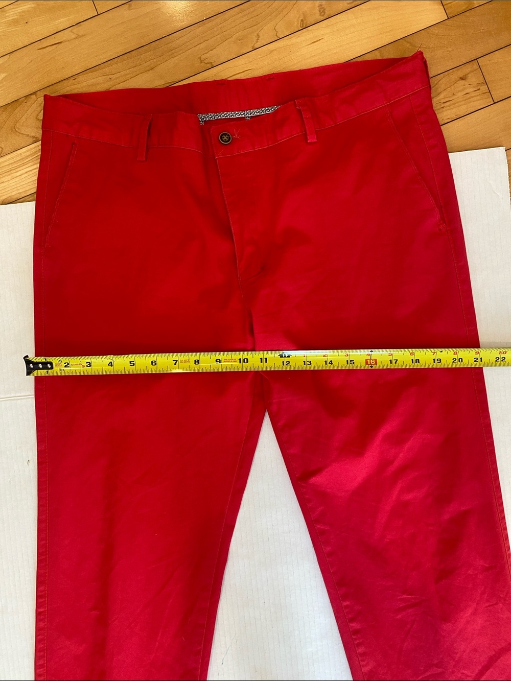 European brand in Raspberry Red Slim Cotton Mix Chino Pants Size Euro 48/US 16 - Picture 12 of 16